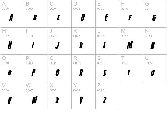 Firepower BB Italic uppercase A-Z preview