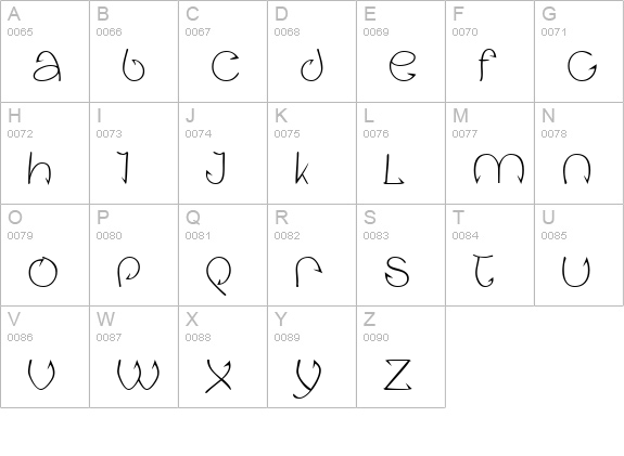Fishhook uppercase A-Z preview