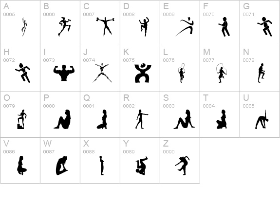FitnessSilhouettes uppercase A-Z preview