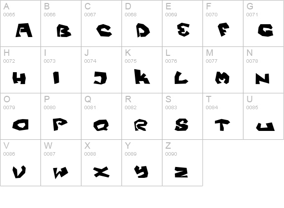 Fittsvamp uppercase A-Z preview