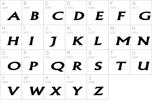 Flair Extended BoldItalic uppercase A-Z preview