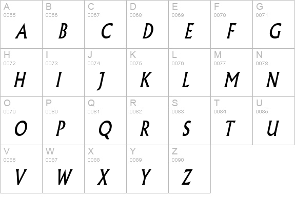 Flair Thin Italic uppercase A-Z preview