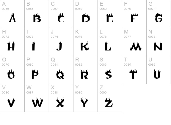 Flame uppercase A-Z preview