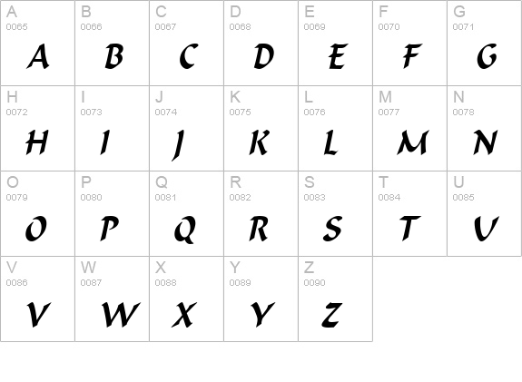 Flat Brush Condensed Italic uppercase A-Z preview