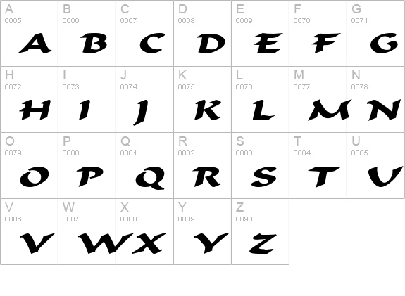 Flat Brush Extended BoldItalic uppercase A-Z preview