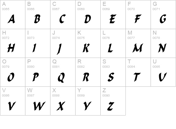 Flat Brush Thin BoldItalic uppercase A-Z preview