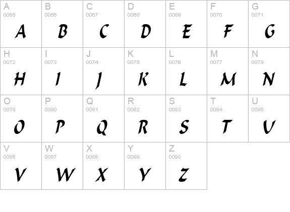 Flat Brush Thin Italic uppercase A-Z preview