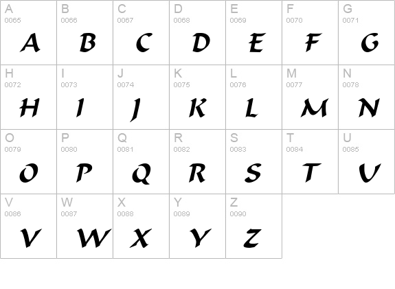 Flat Brush Wide Italic uppercase A-Z preview