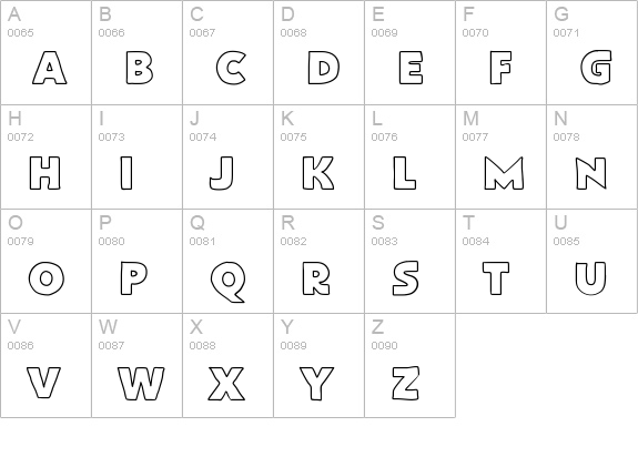 FlatBreadOutline uppercase A-Z preview