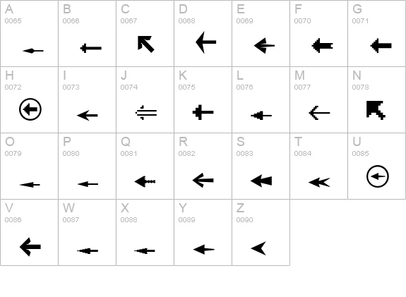 Fleches-LeftRight uppercase A-Z preview