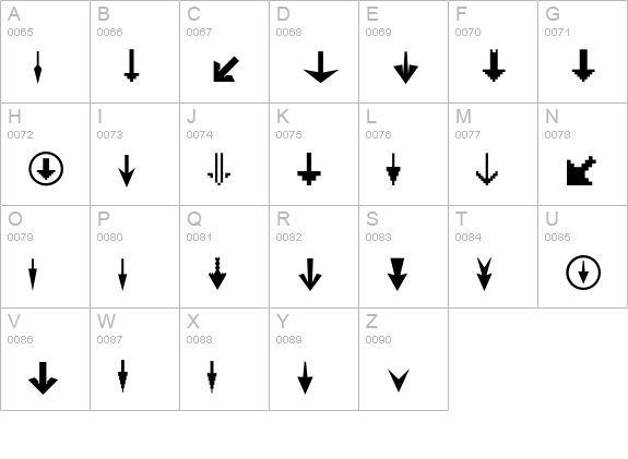 Fleches-UpDown uppercase A-Z preview