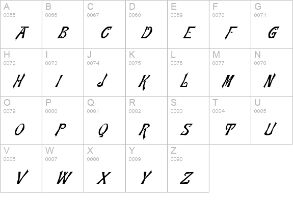 Flemish Italic uppercase A-Z preview
