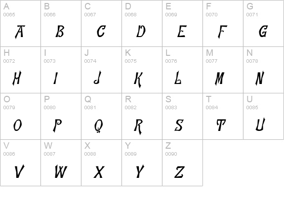 Flemish-Normal-Italic uppercase A-Z preview