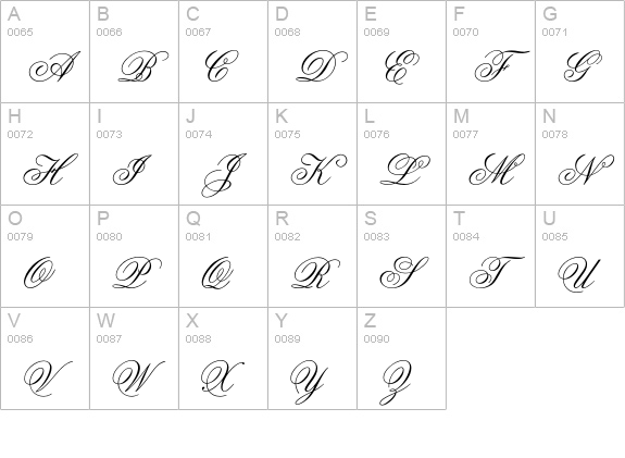 Flemish ScriptII Std uppercase A-Z preview