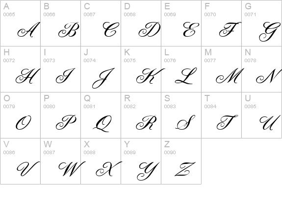 FleurishScript Regular uppercase A-Z preview