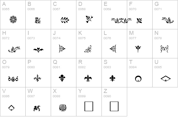 Fleurons uppercase A-Z preview