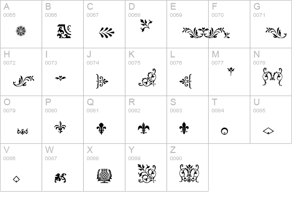 Fleurons A uppercase A-Z preview