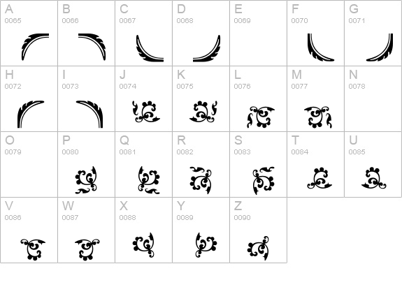 FleuronsGranjon uppercase A-Z preview