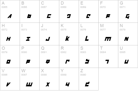 Flight Corps Condensed Italic uppercase A-Z preview