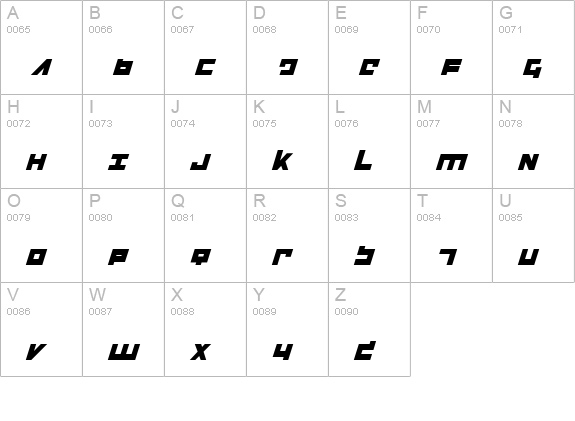 Flight Corps Italic uppercase A-Z preview