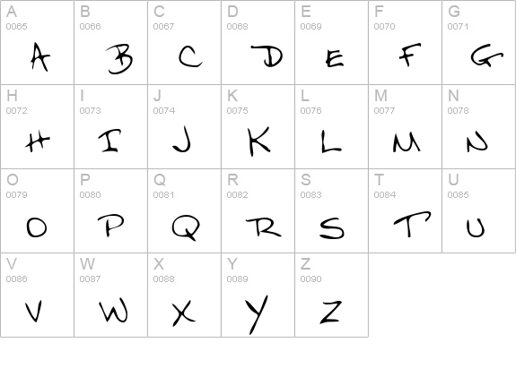FlintsHand uppercase A-Z preview