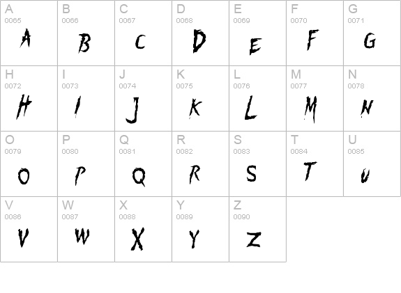 Flogged uppercase A-Z preview