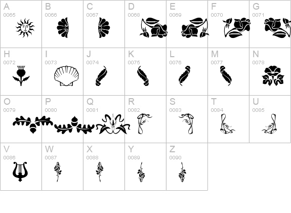 FloraDings uppercase A-Z preview