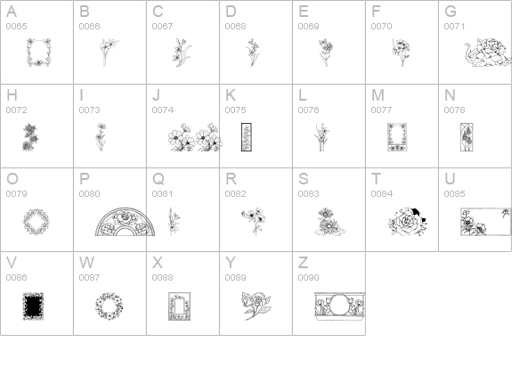 Floral Design uppercase A-Z preview