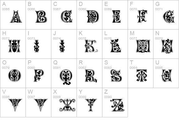 Floral Majuscules, 11th c. uppercase A-Z preview