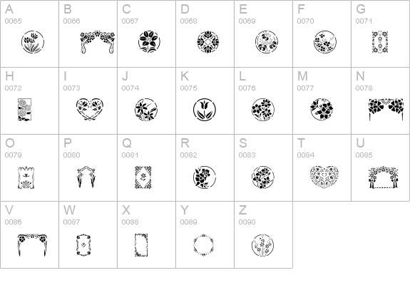 Floral Stencil Design uppercase A-Z preview