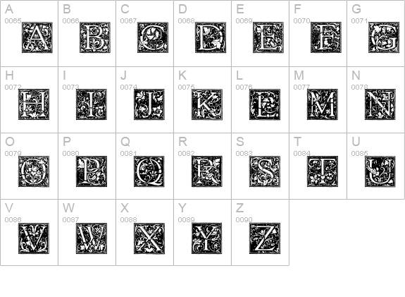 Florana_Initials uppercase A-Z preview