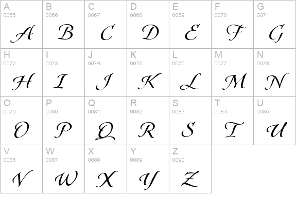 FlorensLPAlternates uppercase A-Z preview