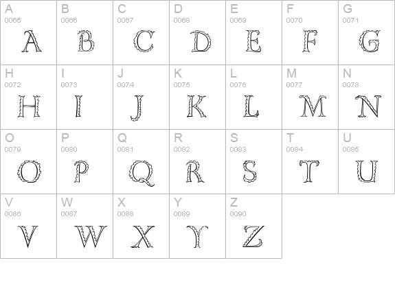 Floriated Gill uppercase A-Z preview