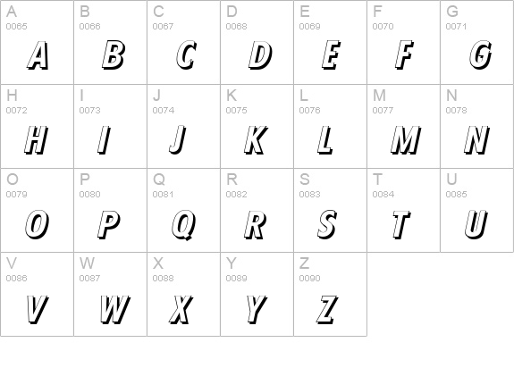 FloridaShadow-BoldItalic uppercase A-Z preview