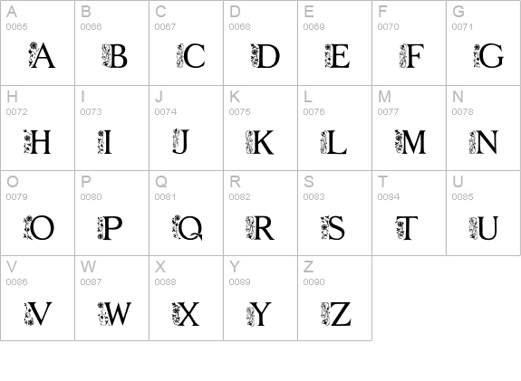 FLOWER GARDEN uppercase A-Z preview