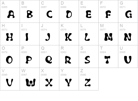 Flubber uppercase A-Z preview