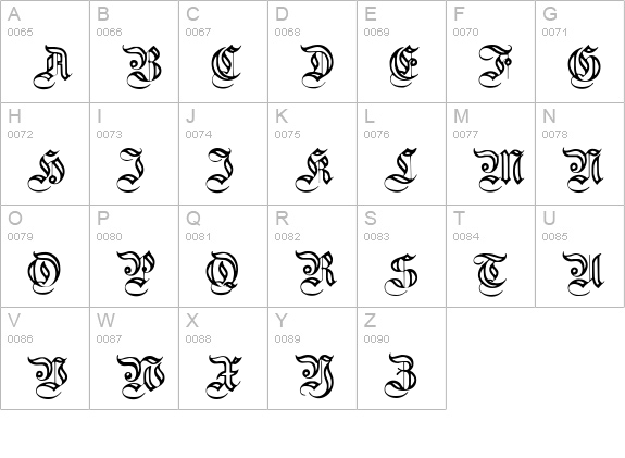 FlutedGermanica uppercase A-Z preview