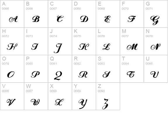 FLW Script uppercase A-Z preview