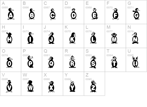 Flying Penguin uppercase A-Z preview