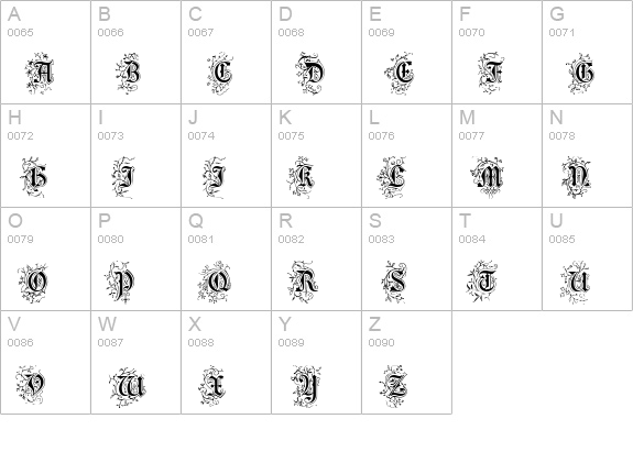 Foliar Initials uppercase A-Z preview