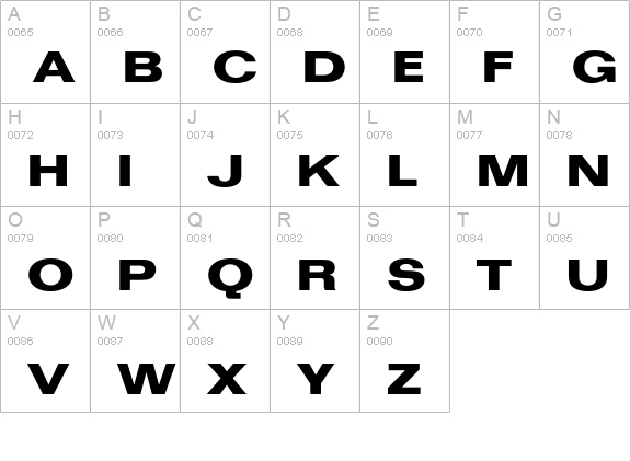 Folio Bold Extended uppercase A-Z preview