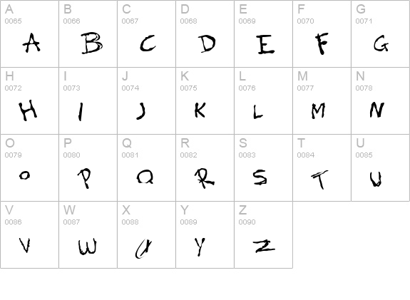 Font for Erin uppercase A-Z preview