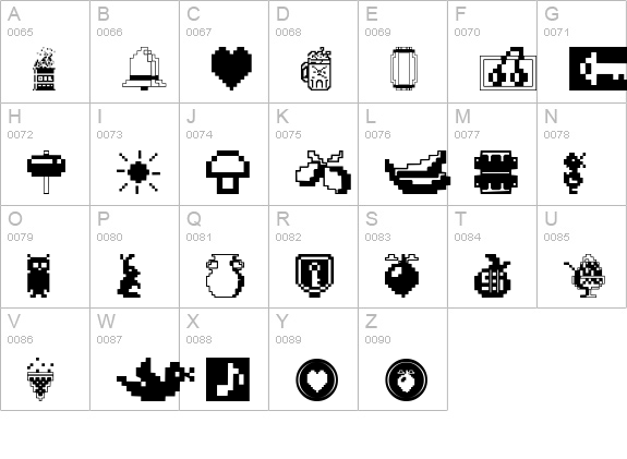 Fontalicious Thingbats uppercase A-Z preview