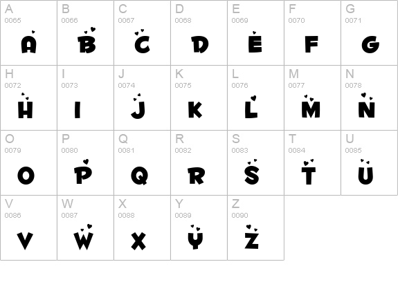 Fontdinerdotcom Luvable uppercase A-Z preview