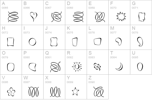 Fontesque-Ornaments uppercase A-Z preview