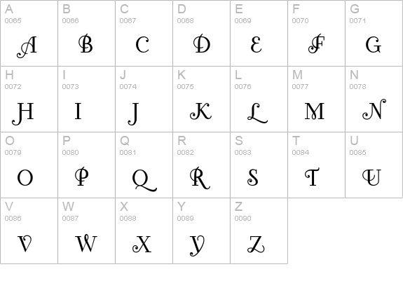 FontleroyBrown uppercase A-Z preview