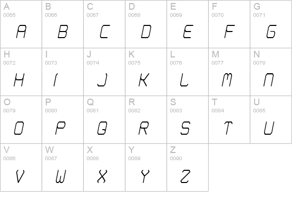 Fontmaker's Choice ThinItalic uppercase A-Z preview