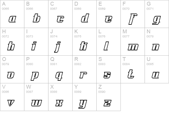 Fontovision IV outline uppercase A-Z preview
