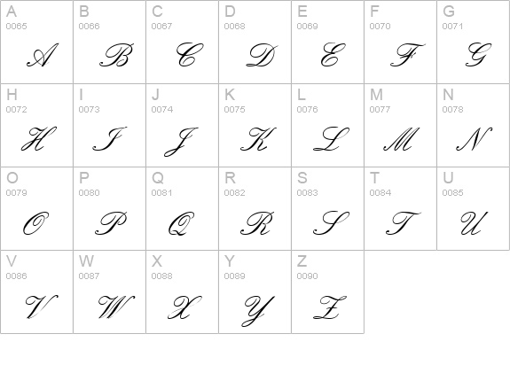 FormalScript Regular uppercase A-Z preview