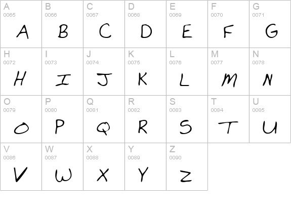 ForrestsHand Regular uppercase A-Z preview